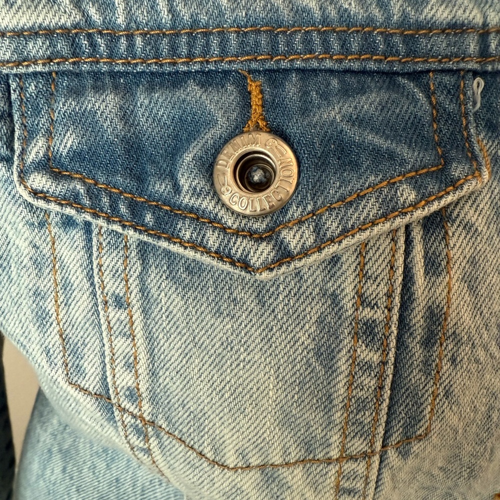 Denim Jacket with Black Printed Satin Back Panel - Picture 6 of 10